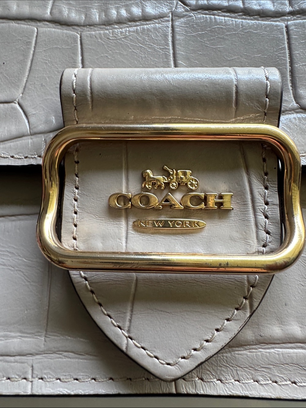 Coach Morgan Croc-Embossed Leather Chain Shoulder Bag in Light Gray - Picture 3 of 13